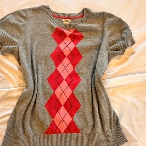 Izod Gray and Red Argyle Sweater